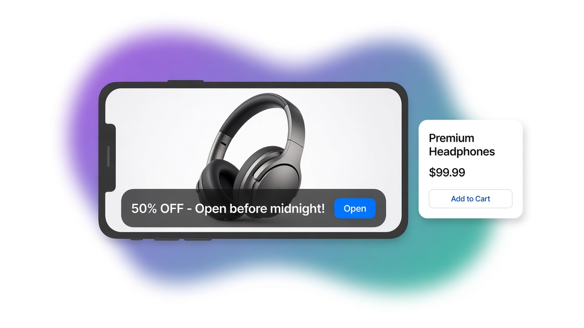 WhatsApp Status on a phone showing the product image for a discount the viewer can open before midnight.