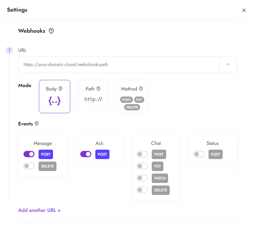 set webhook for whatsapp bot