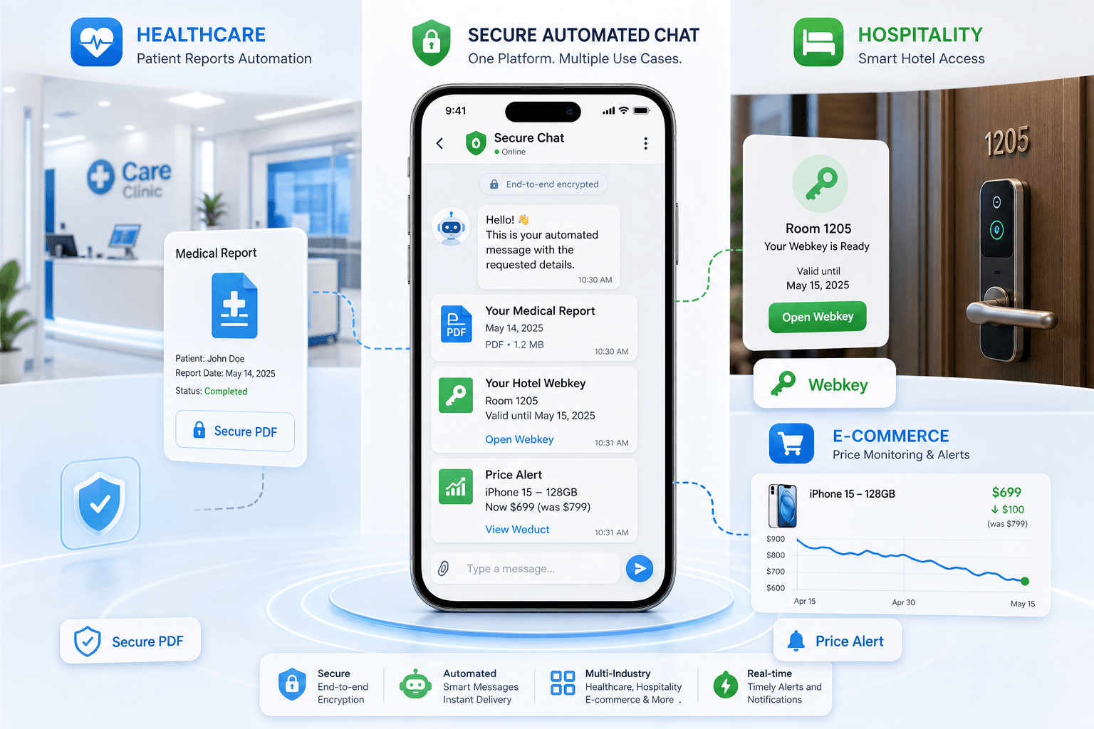 Three real-world WhatsApp API automation case studies for healthcare, hospitality, and retail