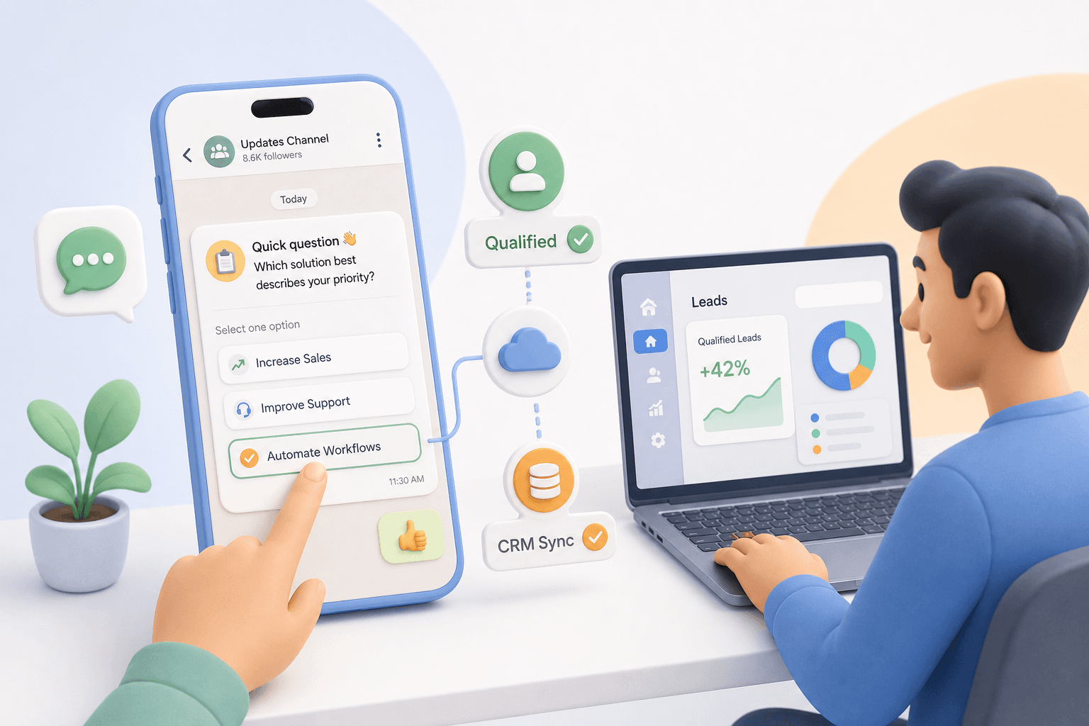 Interactive lead qualification on WhatsApp channels using Whapi.Cloud API