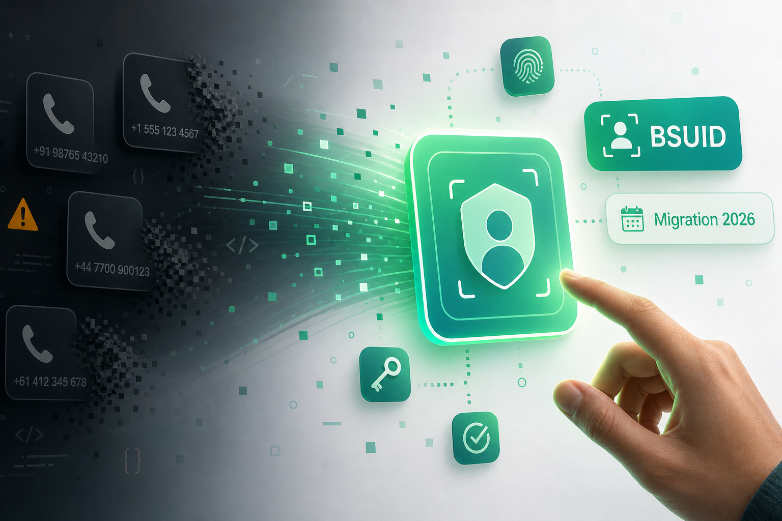 WhatsApp BSUID migration warning showing phone numbers being replaced by new identifiers