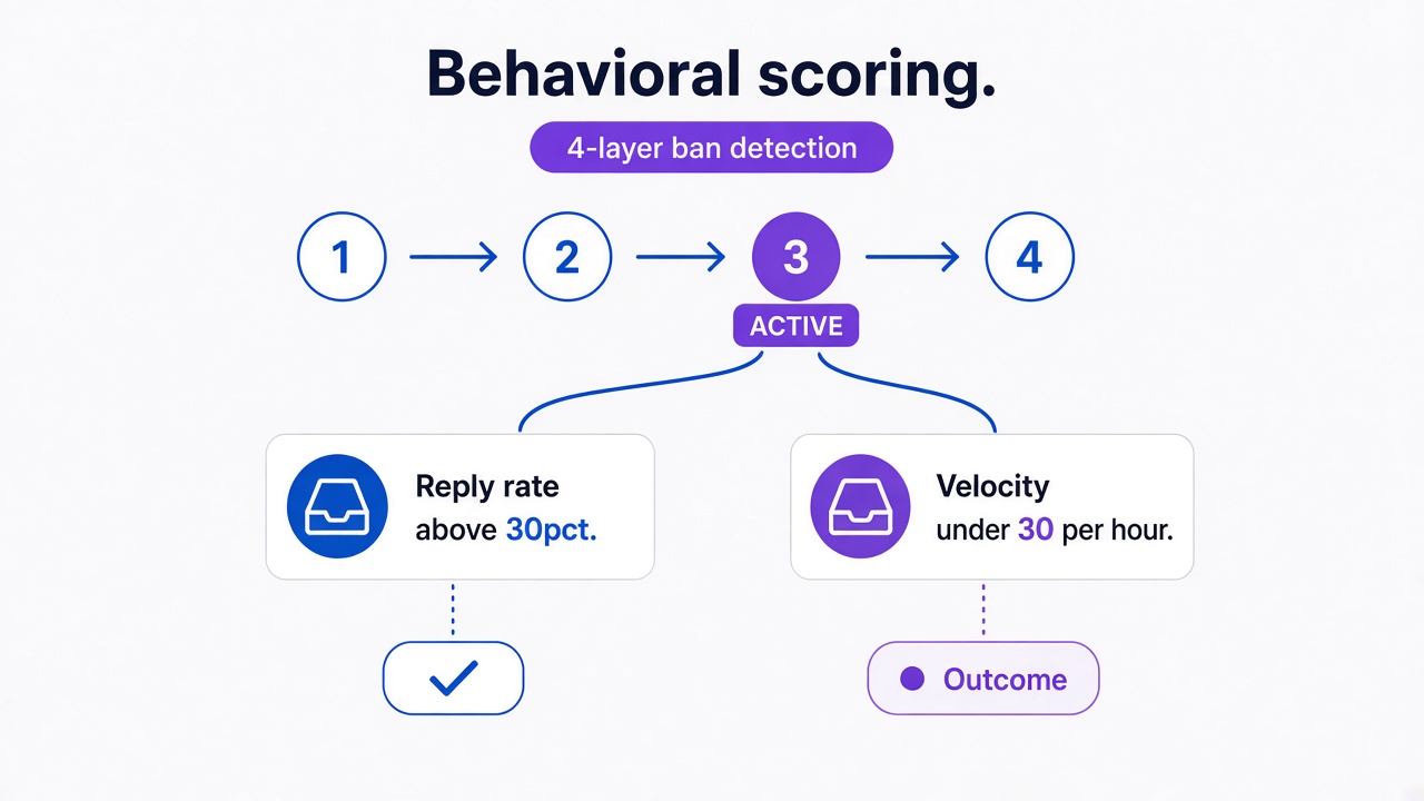 WhatsApp behavioral analysis scoring - reply ratio and send velocity safe thresholds