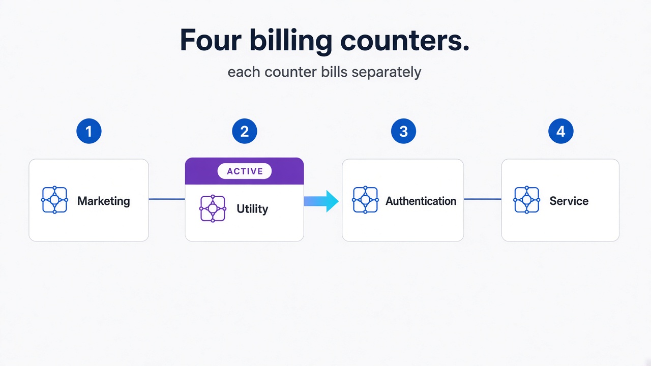 Cuatro contadores de facturación de WhatsApp API