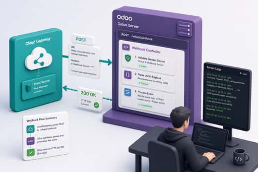 Fluxo do http.Controller Python Odoo recebendo POST webhook Whapi e retornando resposta HTTP 200