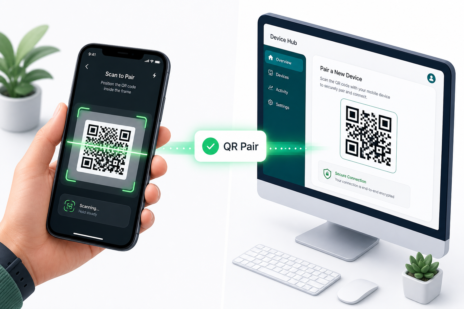 WhatsApp QR code pairing interface